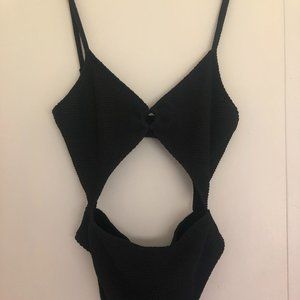 Black Only Hearts Cut-Out One Piece